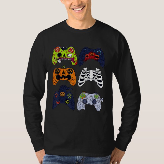 T-shirt Halloween Squelette Contrôleurs de jeu Zombie mama (Devant)
