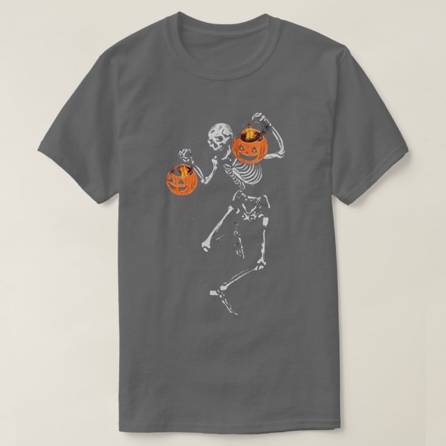 T-shirt Halloween Squelette Dancing Candy Citrouille Jacko (Design devant)