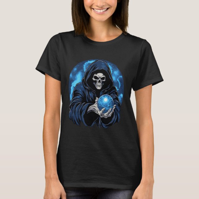 T-shirt Halloween squelette de la mort de la Faucheuse (Devant)