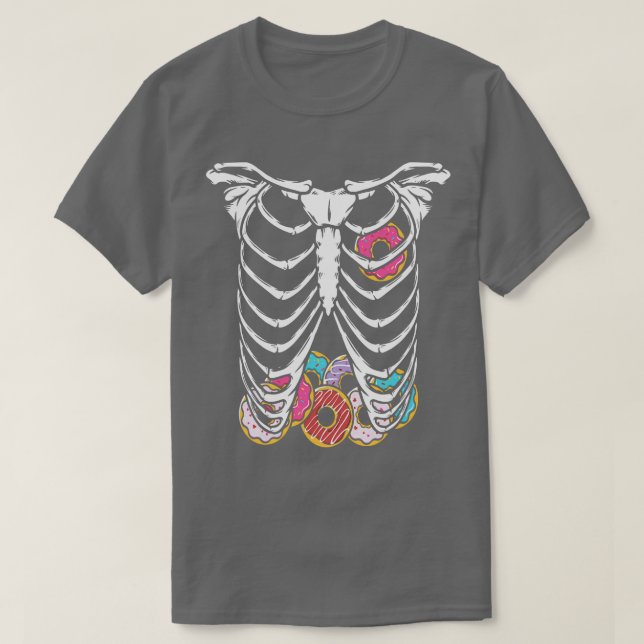 T-shirt Halloween Squelette Donuts de corps drôle (Design devant)
