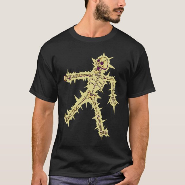 T-shirt Halloween squelette électrocuté (Devant)