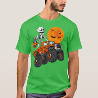T-shirt Halloween squelette équitation camion monstre à ha