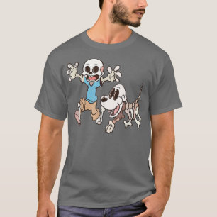 T-shirt Halloween squelette humain et chien