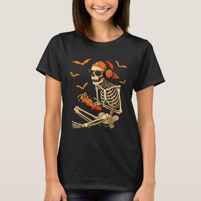 T-shirt Halloween Squelette Joueur Vidéo Joueur Garçons Ho (Devant)