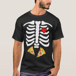 T-shirt Halloween Squelette Junk Nourriture Belge Pizza 1