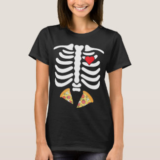 T-shirt Halloween Squelette Junk Nourriture Ventre Pizza T