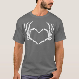 T-shirt Halloween Squelette Mains Os Signe Coeur Bones Co