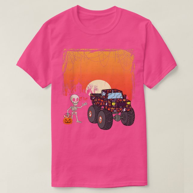 T-shirt Halloween Squelette Monstre Camion Pour Garçons En (Design devant)