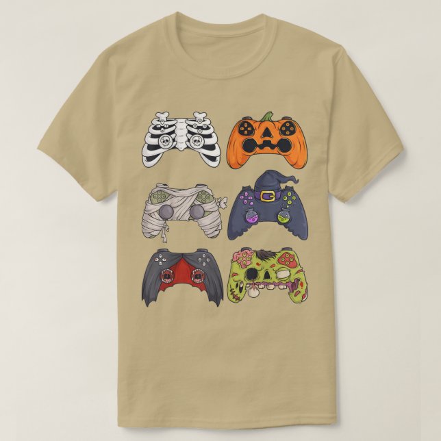T-shirt Halloween Squelette Zombie Contrôleurs de jeu mama (Design devant)