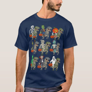 T-shirt Halloween Squelette Zombie équitation maman T Rex