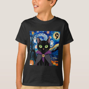 T-shirt Halloween Starry Night Cat Comma La Kamala Harris