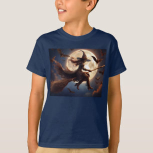 T-shirt Halloween Steampunk Witch Vol au clair de lune