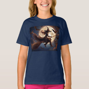 T-shirt Halloween Steampunk Witch Vol au clair de lune