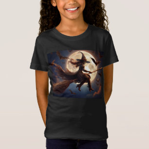 T-Shirt Halloween Steampunk Witch Vol au clair de lune