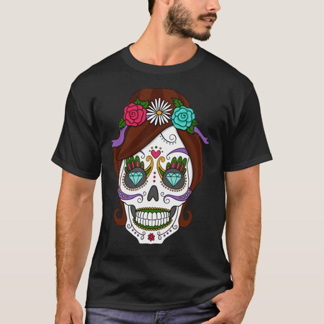 T-shirt Halloween - Sugar Skull Face Paint Relaxed Fit  (Devant)