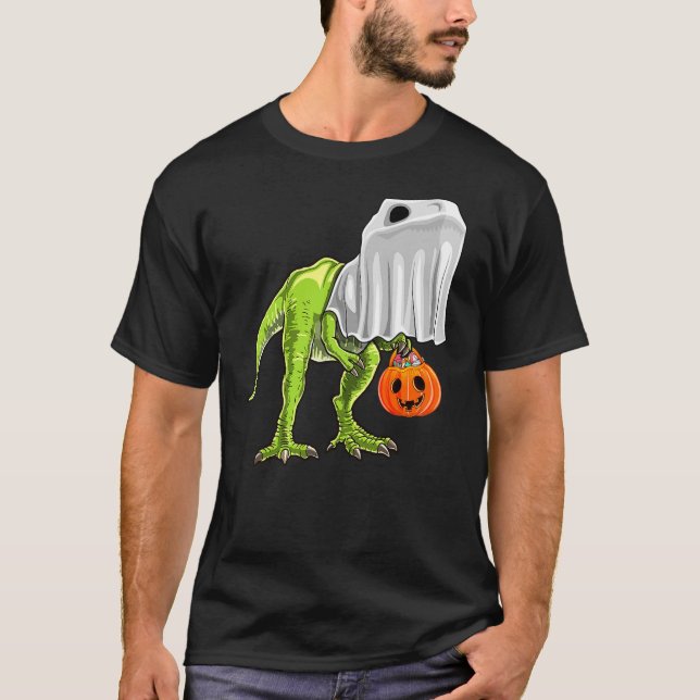 T-shirt Halloween T Rex Dinosaur Ghost Trick or Treat Gift (Devant)