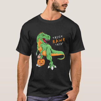 T-shirt Halloween T Rex Dinosaur Ghost Trick Rawr Treat Po