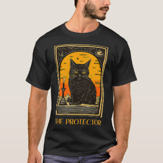 T-shirt Halloween Tarot Chat Noir Le Protecteur Fortune Te