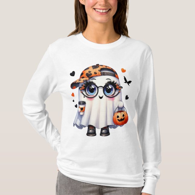 T-shirt Halloween ,Tee fantôme mignon ,Chemise cit (Devant)