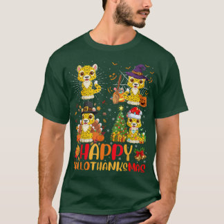 T-shirt Halloween Thanksgiving Christmas Cheetah Hallothan