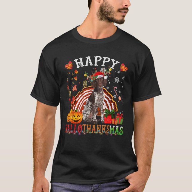 T-shirt Halloween Thanksgiving Christmas German Shorthaire (Devant)