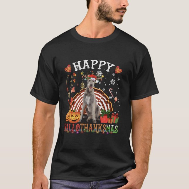 T-shirt Halloween Thanksgiving Christmas Irish Wolfhound X (Devant)