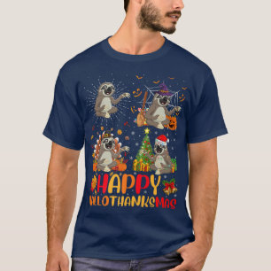 T-shirt Halloween Thanksgiving Christmas Sloth Hallomerci