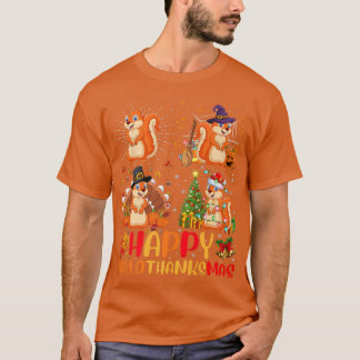 T-shirt Halloween Thanksgiving Christmas Squirrel Hallotha