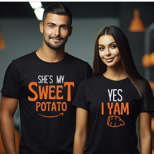 T-shirt Halloween Thanksgiving couple assorti Oui I Yam
