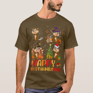 T-shirt Halloween Thanksgiving Noël Chipmunk Hallotha
