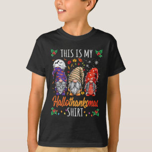 T-shirt Halloween Thanksgiving Noël Fun Hallothanksma