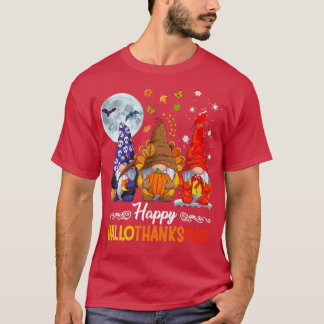 T-shirt Halloween Thanksgiving Noël Happy HalloThanks