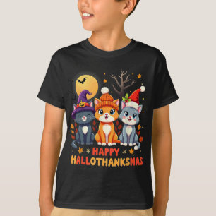 T-shirt Halloween Thanksgiving Noël Joyeux Hallomerci