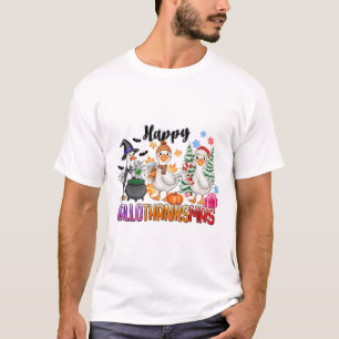 T-shirt Halloween Thanksgiving Noël Joyeux Hallomerci