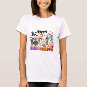 T-shirt Halloween Thanksgiving Noël Joyeux Hallomerci