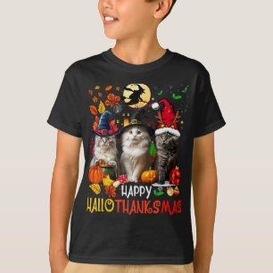 T-shirt Halloween Thanksgiving Noël Joyeux Hallomerci