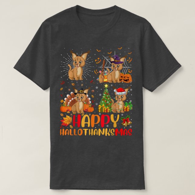 T-shirt Halloween Thanksgiving Noël Lyn Hallothanksma (Design devant)