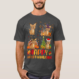 T-shirt Halloween Thanksgiving Noël Lyn Hallothanksma