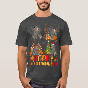 T-shirt Halloween Thanksgiving Noël Ours Hallothankisme