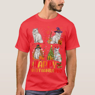 T-shirt Halloween Thanksgiving Noël Perse Chat Hallo