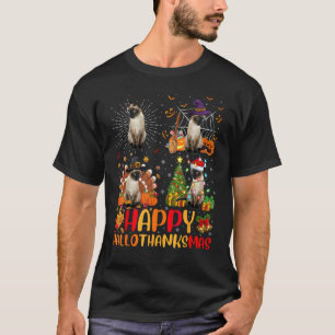 T-shirt Halloween Thanksgiving Noël Siamese Chat Hallo