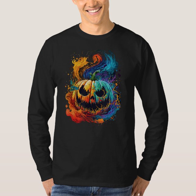 T-shirt Halloween Tie Dye Citrouille Jack-o'-lantern Enfan (Devant)