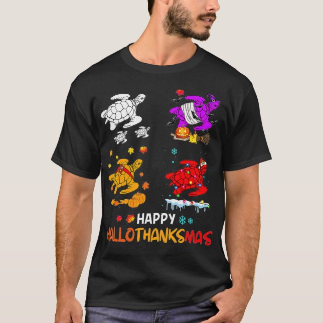 T-shirt Halloween Tortue Et Joyeux Noël Happy Halloth (Devant)