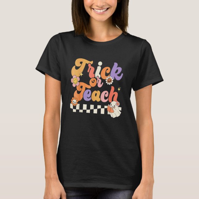T-shirt Halloween Trick Or Teach Rétro Prof Hipp (Devant)