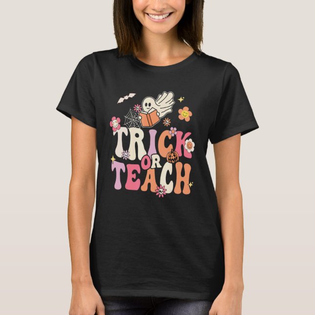 T-shirt Halloween Trick or Teach Rétro Prof Hipp (Devant)
