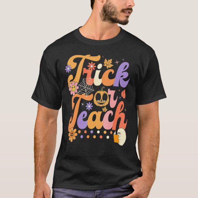 T-shirt Halloween Trick or Teach Rétro Prof Hipp (Devant)