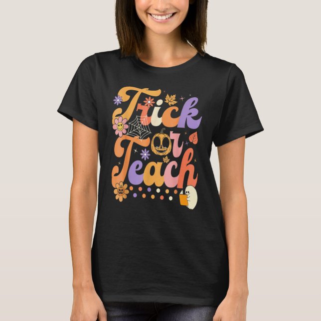 T-shirt Halloween Trick or Teach Rétro Prof Hipp (Devant)