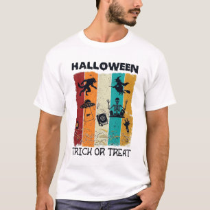 T-shirt Halloween Trick Or Treat Loup-Garou Sorcière Squel