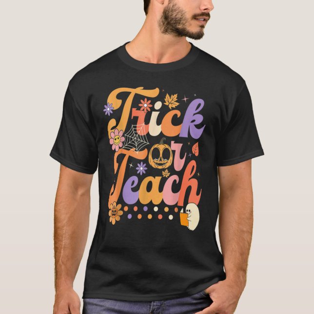 T-shirt Halloween Trick ou enseigner Retro Super enseignan (Devant)