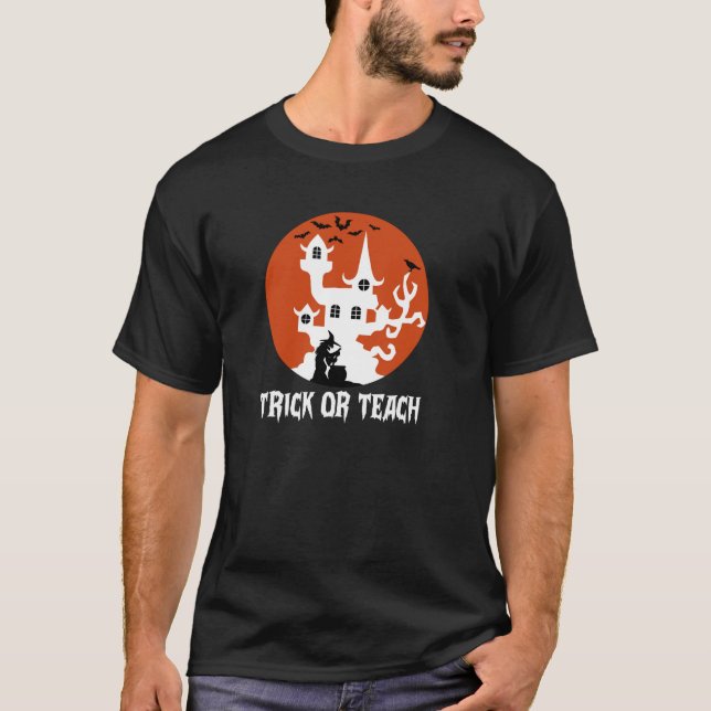 T-shirt Halloween Trick ou Teach Fall Moon Witch Bat effra (Devant)
